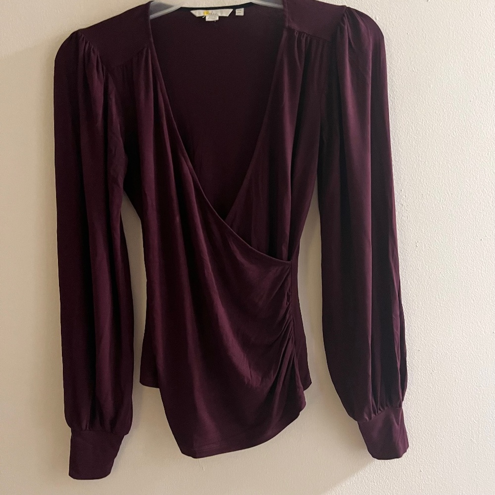 BODEN women Top long sleeve crossover faux wrap V neck Medium (10)